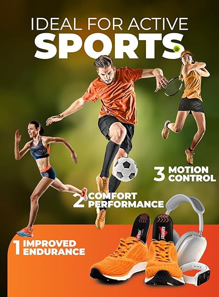 EASYFEET Running Athletic Shoe Insoles for Men and Women - Shock Absorption Comfort Inserts for Sports Walking Hiking Tennis Basketball - View 2 of 7