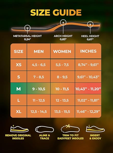 EASYFEET Running Athletic Shoe Insoles for Men and Women - Shock Absorption Comfort Inserts for Sports Walking Hiking Tennis Basketball - View 6 of 7