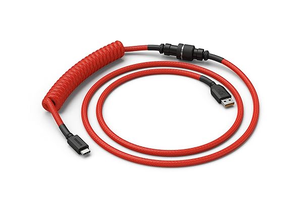 GLORIOUS Glorious Coiled Keyboard Cable Custom Braided USB C for Mechanical Gaming Keyboards Red - View 6 of 8