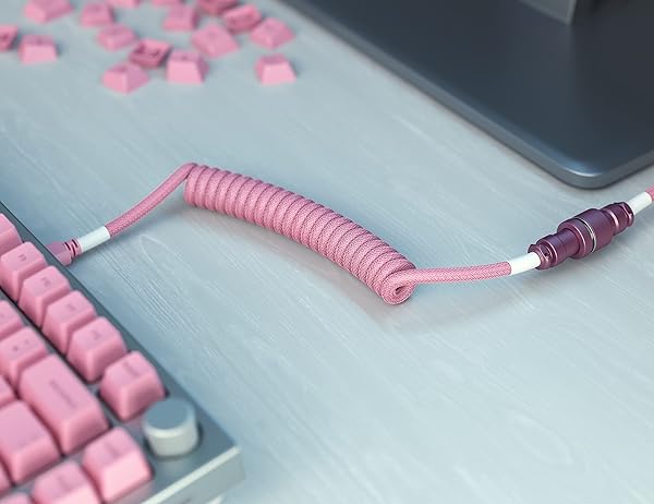 GLORIOUS Glorious Coiled Keyboard Cable Custom Braided USB C for Mechanical Gaming Keyboards Red - View 7 of 8