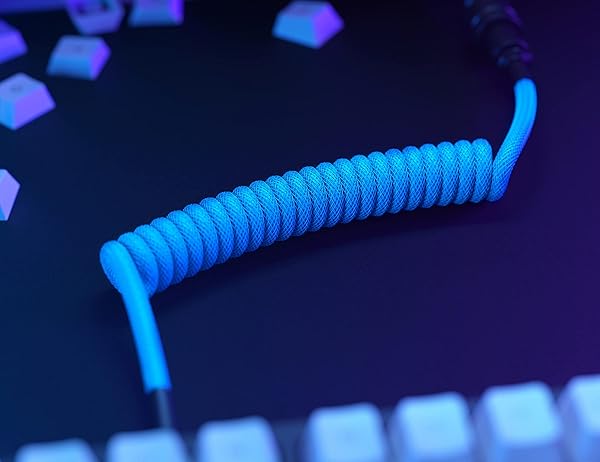 GLORIOUS Glorious Coiled Keyboard Cable Custom Braided USB C for Mechanical Gaming Keyboards Red - View 8 of 8