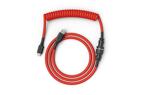 GLORIOUS Glorious Coiled Keyboard Cable Custom Braided USB C for Mechanical Gaming Keyboards Red