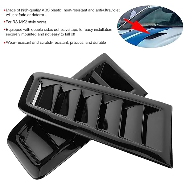 Aramox Aramox Bonnet Vents for Focus RS MK2 2Pcs Universal Gloss Black Air Vents for Car Engine Hood Exterior Parts - View 4 of 10