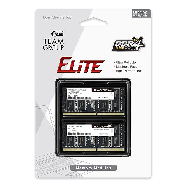 TEAMGROUP Upgrade Your Laptop with TEAMGROUP Elite 16GB DDR4 3200MHz RAM Kit - Unbuffered Non-ECC SODIMM Memory Module - View 9 of 9