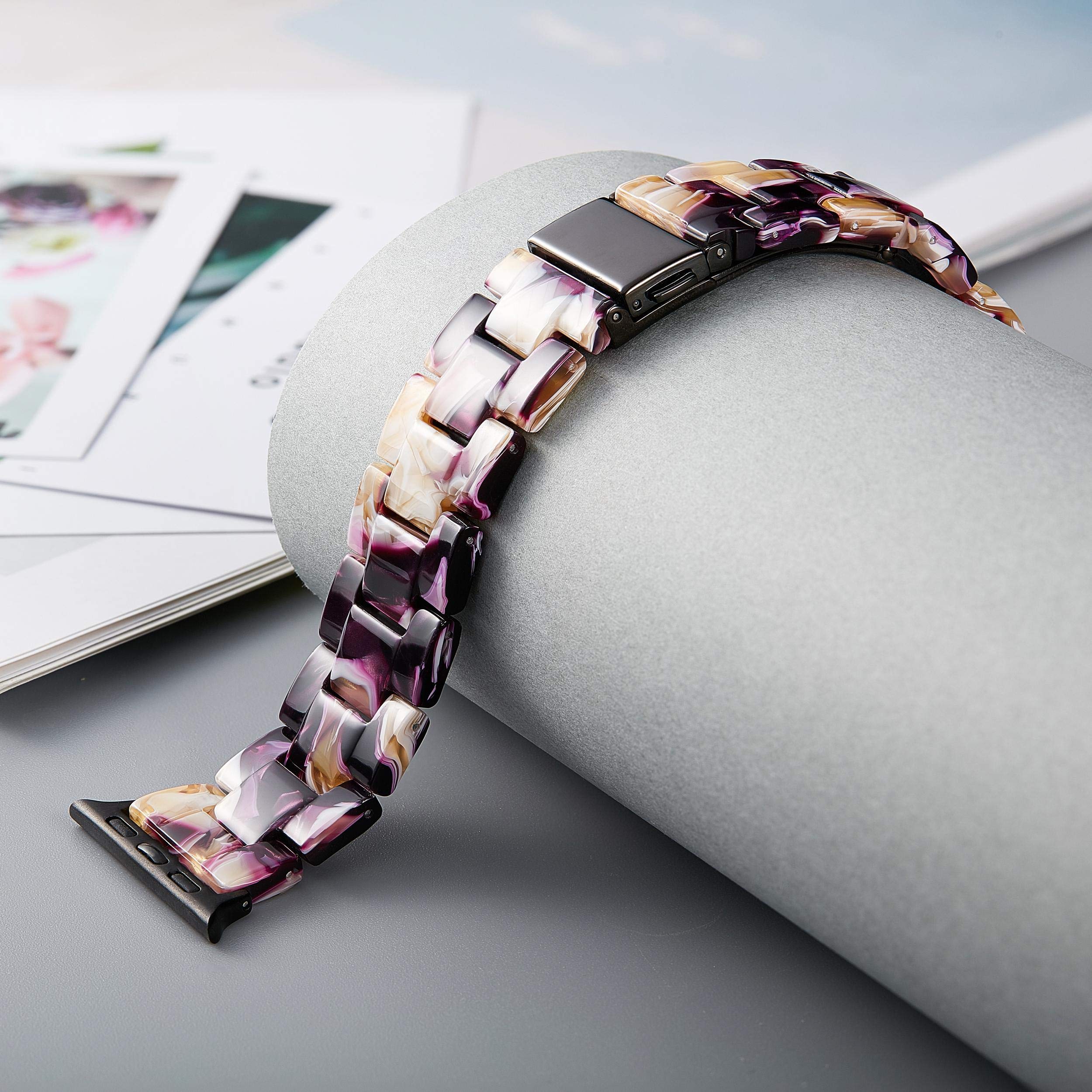 BINLUN Lightweight Resin Apple Watch Bands 44mm 45mm 46mm 49mm 42mm for Men Women Mixed Purple Compatible with iWatch Series 1 to 10 - View 5 of 8