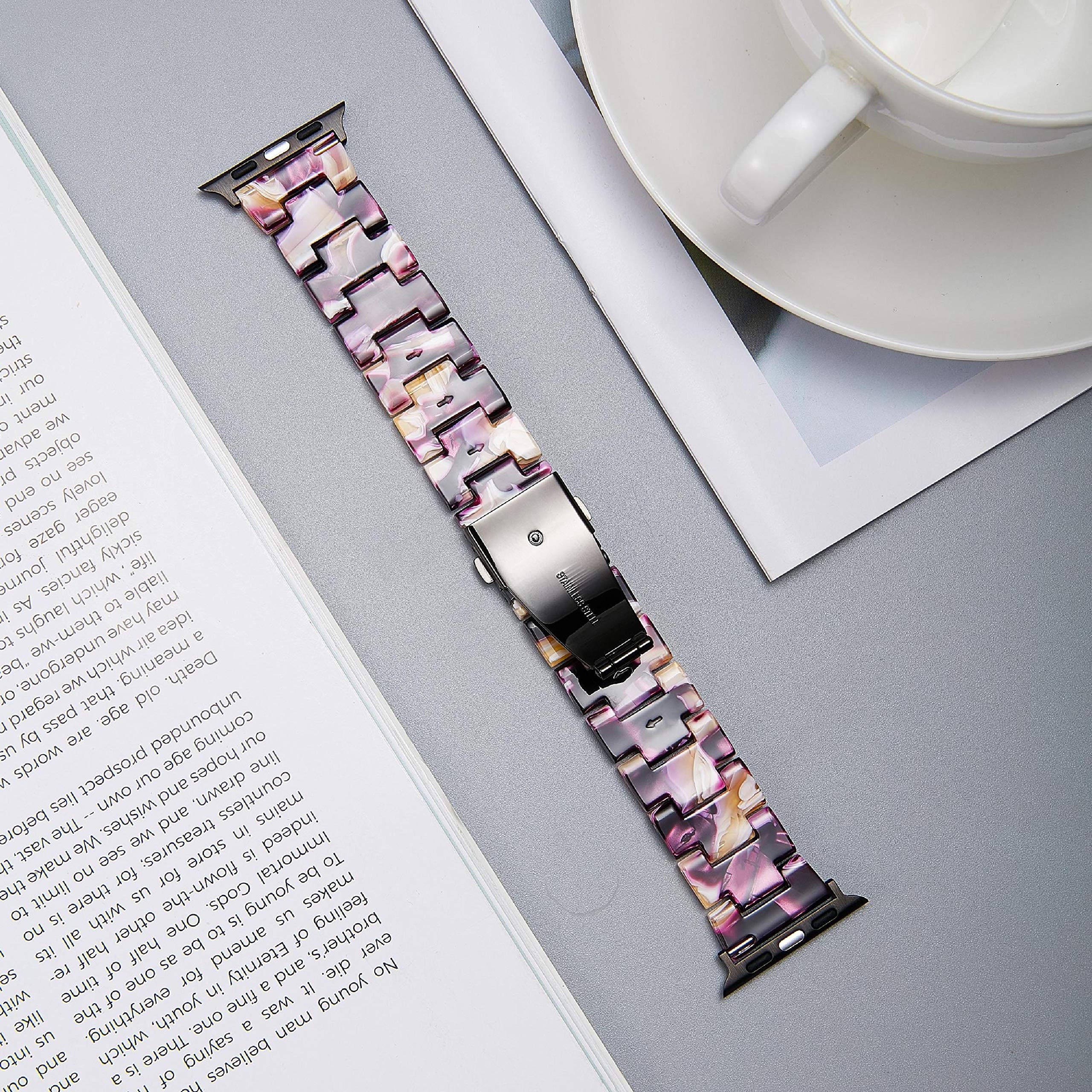 BINLUN Lightweight Resin Apple Watch Bands 44mm 45mm 46mm 49mm 42mm for Men Women Mixed Purple Compatible with iWatch Series 1 to 10 - View 7 of 8