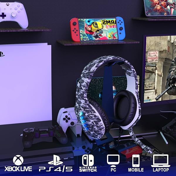 targeal Buy Targeal Gaming Headset with Noise-Canceling Mic for PC, PS4, PS5, Xbox - Camo Black 3.5mm Jack Gamer Headphones - View 4 of 10