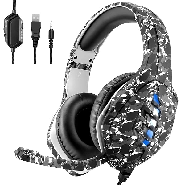 targeal Buy Targeal Gaming Headset with Noise-Canceling Mic for PC, PS4, PS5, Xbox - Camo Black 3.5mm Jack Gamer Headphones - View 6 of 10
