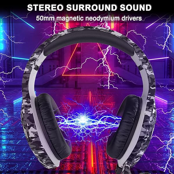 targeal Buy Targeal Gaming Headset with Noise-Canceling Mic for PC, PS4, PS5, Xbox - Camo Black 3.5mm Jack Gamer Headphones - View 7 of 10