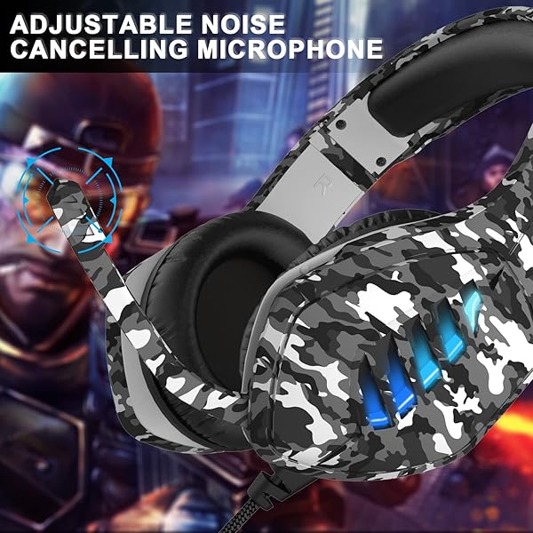 targeal Buy Targeal Gaming Headset with Noise-Canceling Mic for PC, PS4, PS5, Xbox - Camo Black 3.5mm Jack Gamer Headphones - View 8 of 10