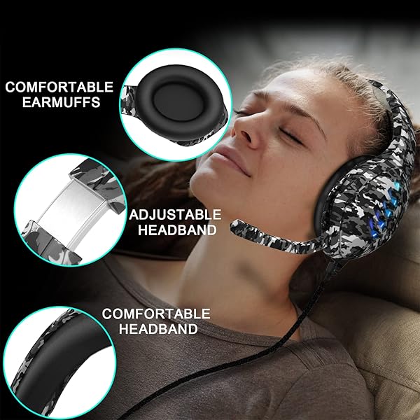 targeal Buy Targeal Gaming Headset with Noise-Canceling Mic for PC, PS4, PS5, Xbox - Camo Black 3.5mm Jack Gamer Headphones - View 9 of 10
