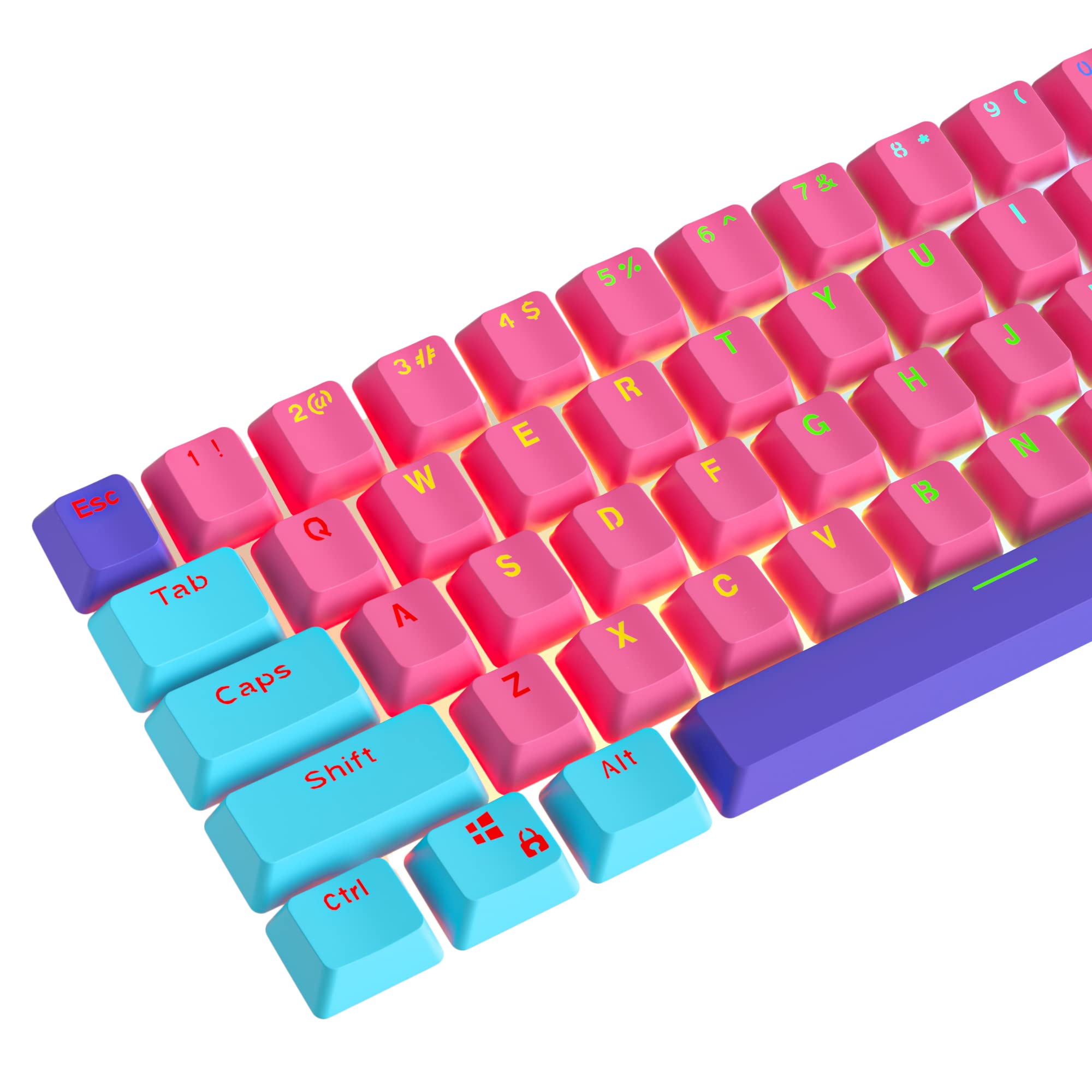 Owpkeenthy WHYSP 61 PBT Keycaps Set for 60 Percent Mechanical Keyboard Compatible with Cherry MX Gateron Switches Rose Color - View 2 of 7