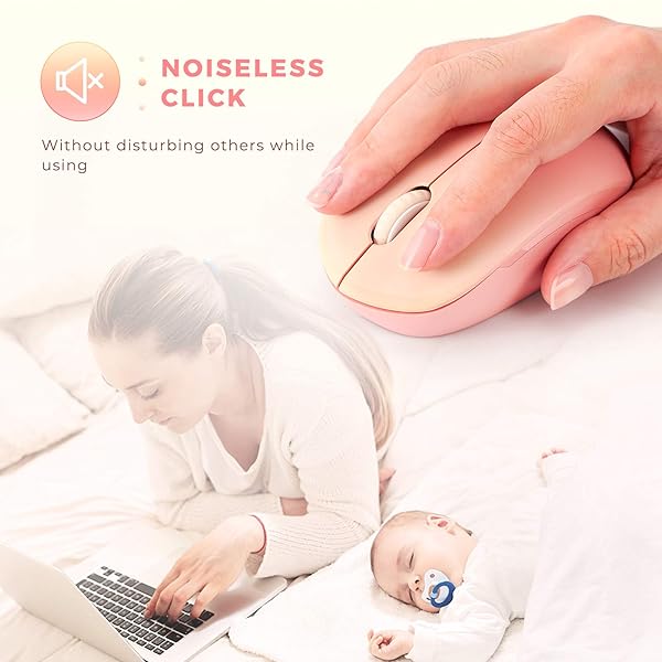 seenda Seenda Wireless Mouse 24G Noiseless Portable Computer Mice for PC Tablet Laptop Notebook Gradient Pink - View 3 of 8