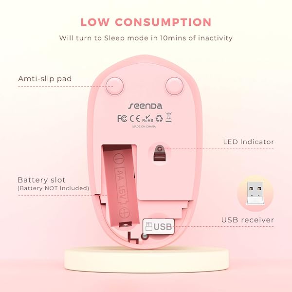 seenda Seenda Wireless Mouse 24G Noiseless Portable Computer Mice for PC Tablet Laptop Notebook Gradient Pink - View 4 of 8