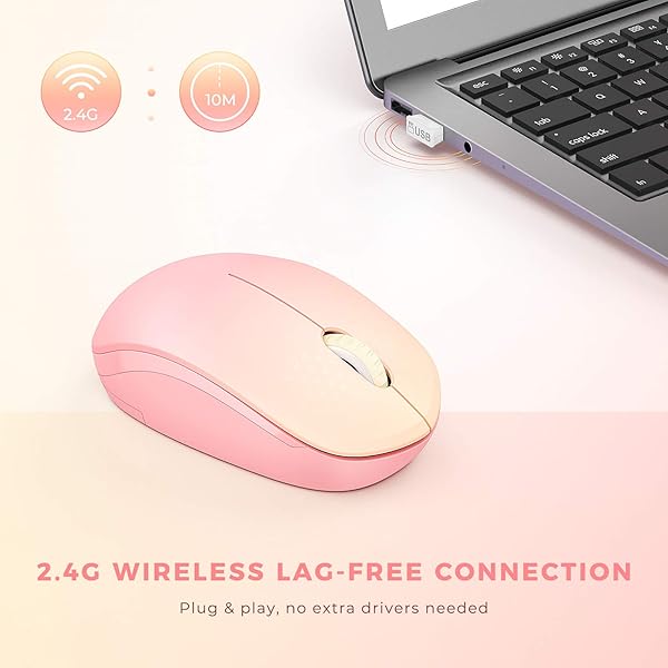 seenda Seenda Wireless Mouse 24G Noiseless Portable Computer Mice for PC Tablet Laptop Notebook Gradient Pink - View 6 of 8