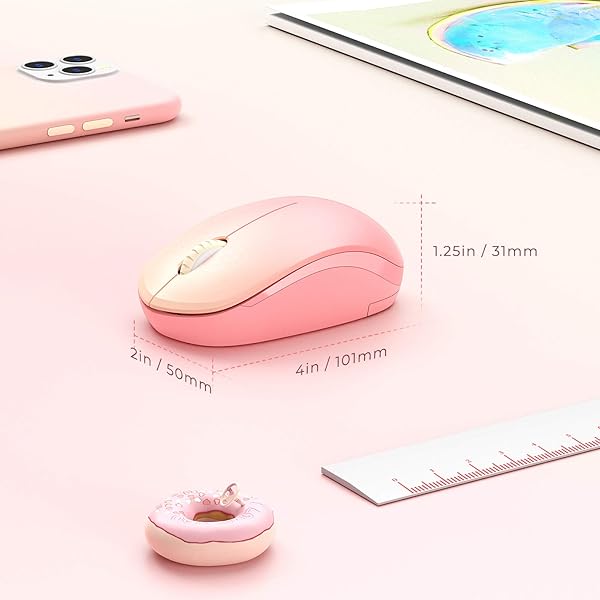 seenda Seenda Wireless Mouse 24G Noiseless Portable Computer Mice for PC Tablet Laptop Notebook Gradient Pink - View 7 of 8