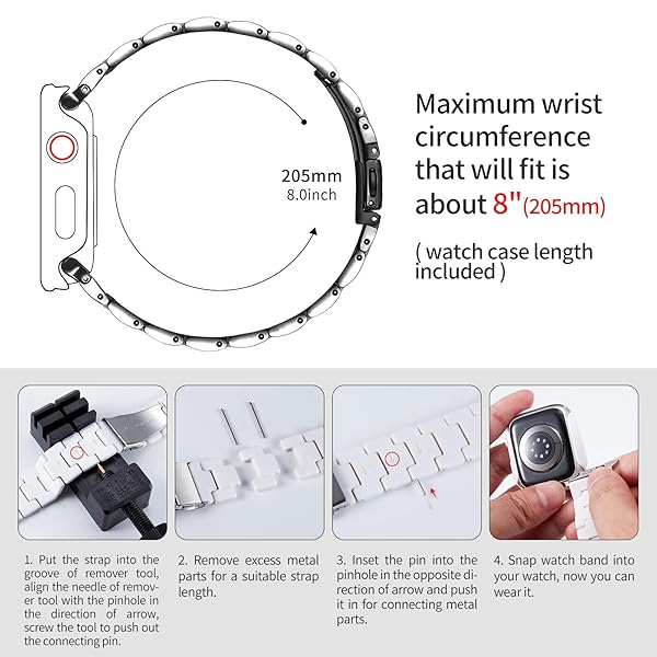 BINLUN BINLUN Lightweight Resin Apple Watch Bands for 38mm 40mm 41mm 42mm 46mm Compatible with iWatch Series 10 9 8 7 6 5 4 3 2 1 SE2 SE Ice Black - View 7 of 9