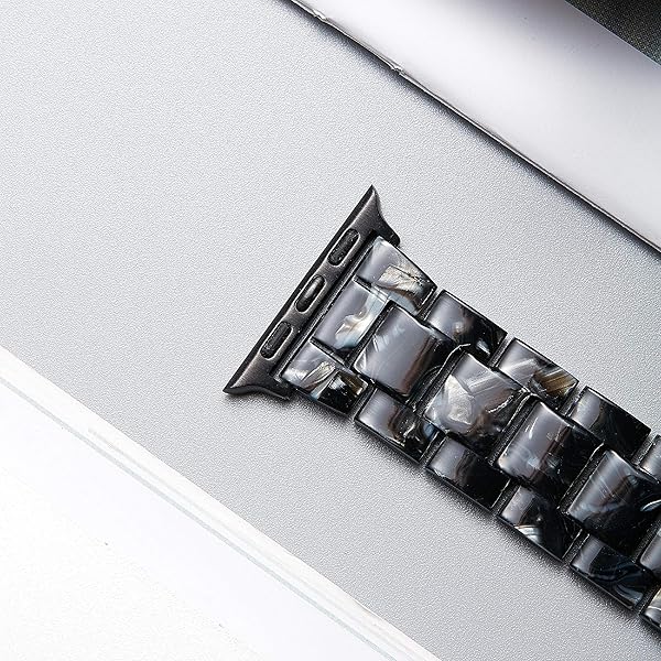 BINLUN BINLUN Lightweight Resin Apple Watch Bands for 38mm 40mm 41mm 42mm 46mm Compatible with iWatch Series 10 9 8 7 6 5 4 3 2 1 SE2 SE Ice Black - View 9 of 9