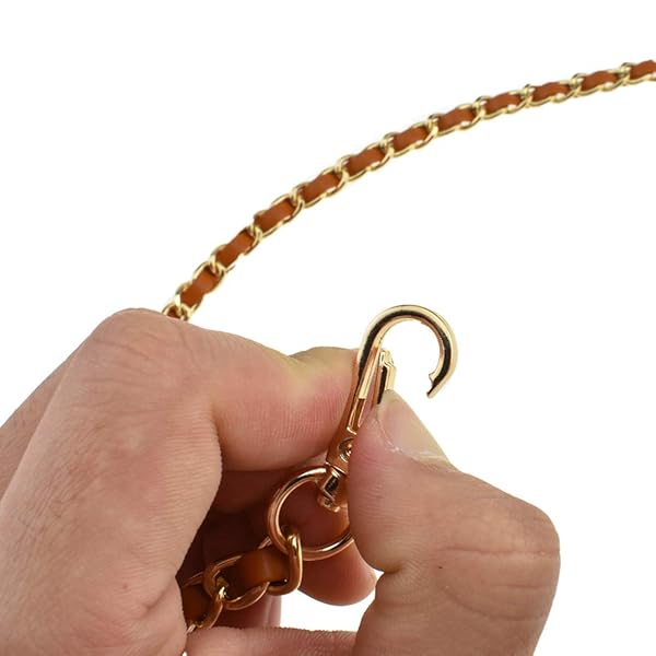 HAHIYO HAHIYO Mini Purse Chain Strap 39.4 inches Extra Thick Brown Leather Gold Hardware for Shoulder Cross Body Sling Handbag Wallet - View 5 of 7