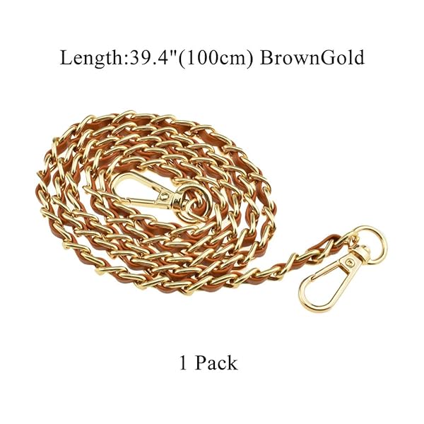 HAHIYO HAHIYO Mini Purse Chain Strap 39.4 inches Extra Thick Brown Leather Gold Hardware for Shoulder Cross Body Sling Handbag Wallet - View 6 of 7