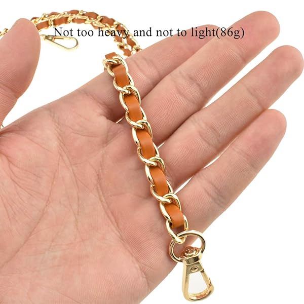 HAHIYO HAHIYO Mini Purse Chain Strap 39.4 inches Extra Thick Brown Leather Gold Hardware for Shoulder Cross Body Sling Handbag Wallet - View 7 of 7