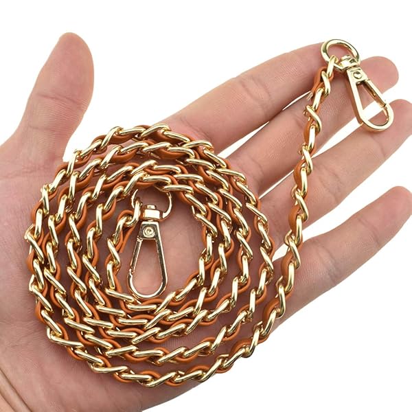 HAHIYO HAHIYO Mini Purse Chain Strap 39.4 inches Extra Thick Brown Leather Gold Hardware for Shoulder Cross Body Sling Handbag Wallet