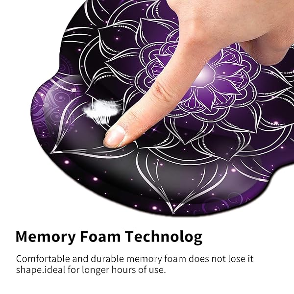 Mxfdegf AUOX Ergonomic Mouse Pad with Wrist Support Gel for Comfortable Typing and Pain Relief in Purple Mandala Design for Office and Gaming - View 7 of 8
