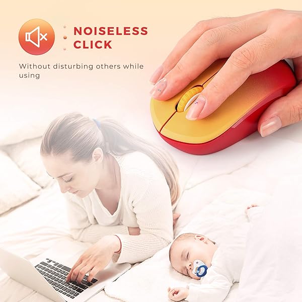 seenda Seenda Wireless Mouse 24G Noiseless Portable Computer Mice for PC Tablet Laptop Notebook Gradient Red - View 3 of 8