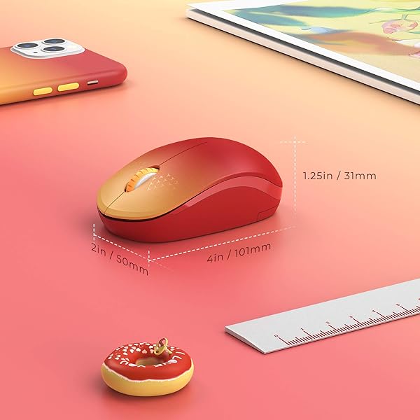 seenda Seenda Wireless Mouse 24G Noiseless Portable Computer Mice for PC Tablet Laptop Notebook Gradient Red - View 7 of 8