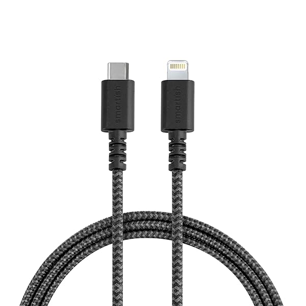 Smartish Smartish Lightning Fast Charging Cable USB-C Crown Joule Durable Nylon Fabric MFi Certified for iPad Airpods iPhone 6ft No 2 Pencil Gray - View 2 of 10