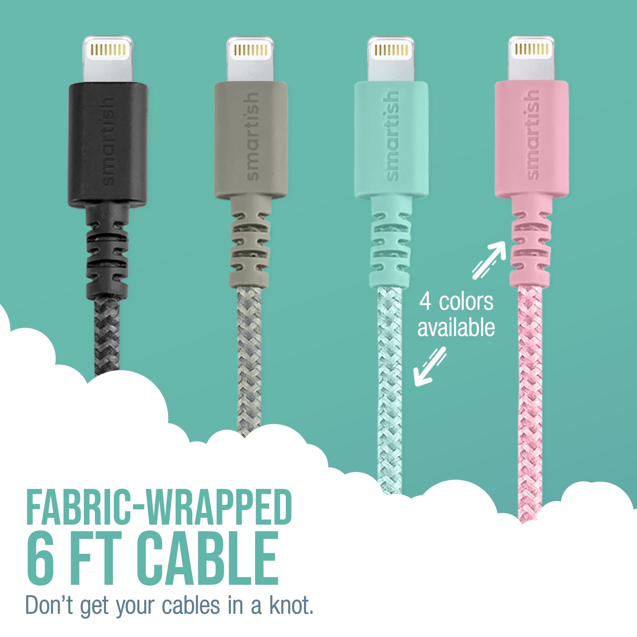 Smartish Smartish USB-C to Lightning Cable 6 Foot Fast Charging for iPhone 15 14 MFi Certified Beige - View 2 of 9