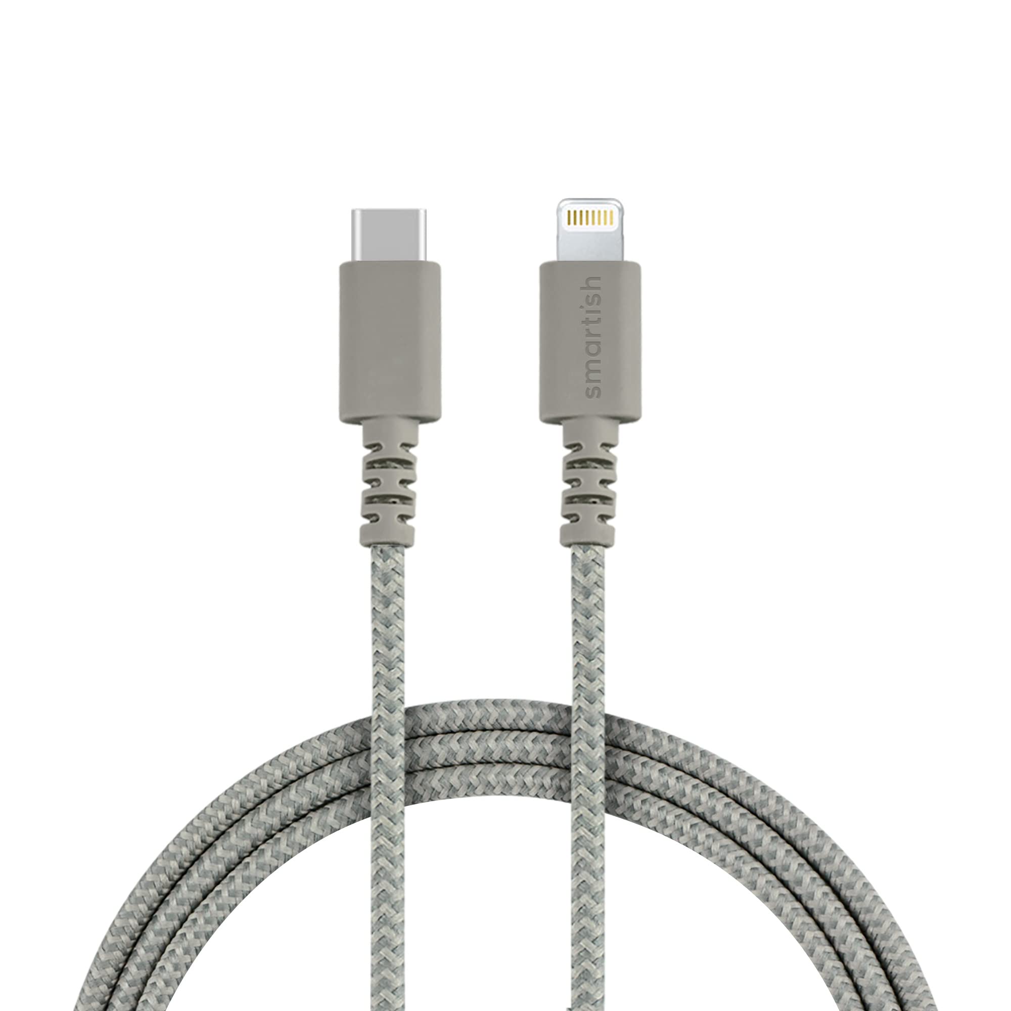Smartish USB-C to Lightning Cable 6 Foot Fast Charging for iPhone 15 14 MFi Certified Beige
