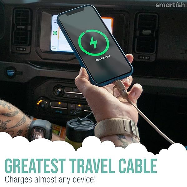 Smartish Smartish USB-C to Lightning Cable 6 Foot Fast Charging for iPhone 15 14 MFi Certified Pink Fabric Wrapped Universal Cable - View 4 of 10