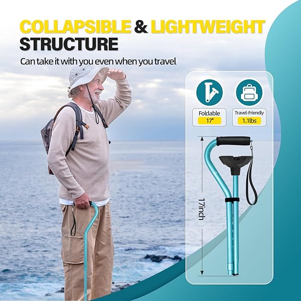 BeneCane BeneCane Adjustable Walking Cane with Soft Cushioned Handle Lightweight Mobility Aid for Men Women and Seniors Extra Stability Base - View 6 of 10