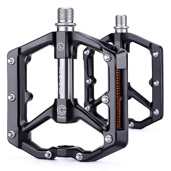 CXWXC CXWXC Aluminum Alloy MTB Bike Pedals - Anti-Skid, Removable Nails for Ultimate Grip (Black-Gray)
