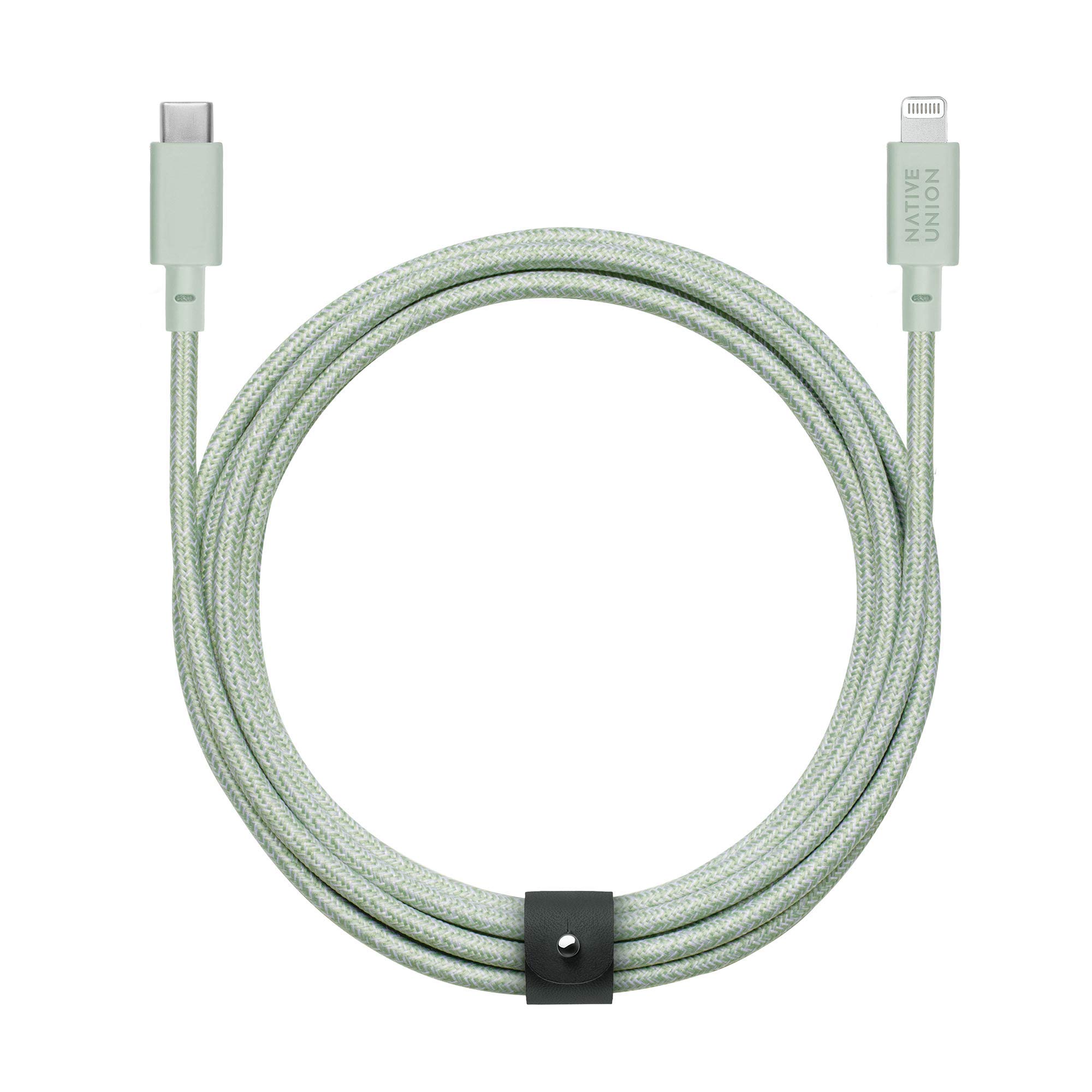 Native Union Native Union Belt Cable USB-C to Lightning 10ft Ultra-Strong Reinforced MFi Certified for iPhone 14 13 and Earlier Sage - View 7 of 7