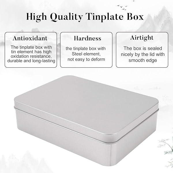 OLYCRAFT OLYCRAFT 5PCS Rectangle Metal Empty Tins Airtight Storage for Small Items Home Organizer Christmas Decorations 6x4x1.6 Inch Silver - View 5 of 8