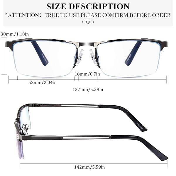 Lcbestbro Lcbestbro 1.75 Blue Light Blocking Reading Glasses for Men Stylish Metal Readers - View 7 of 8