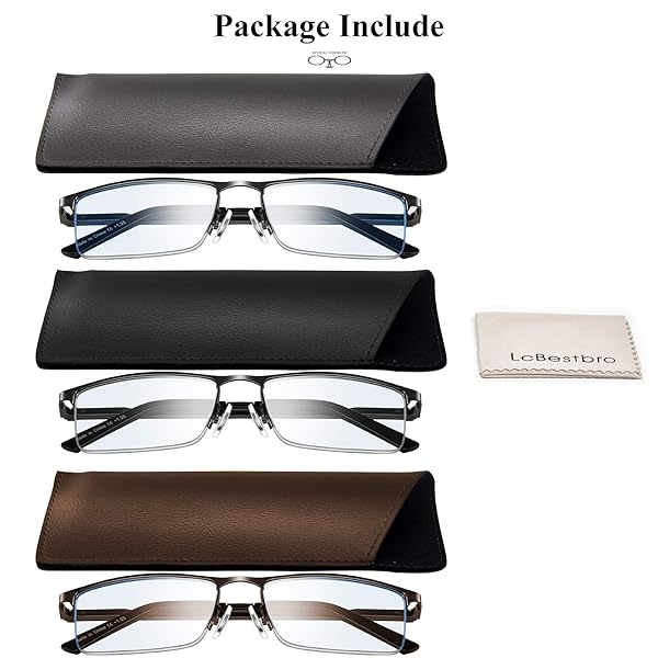 Lcbestbro Lcbestbro 1.75 Blue Light Blocking Reading Glasses for Men Stylish Metal Readers - View 8 of 8