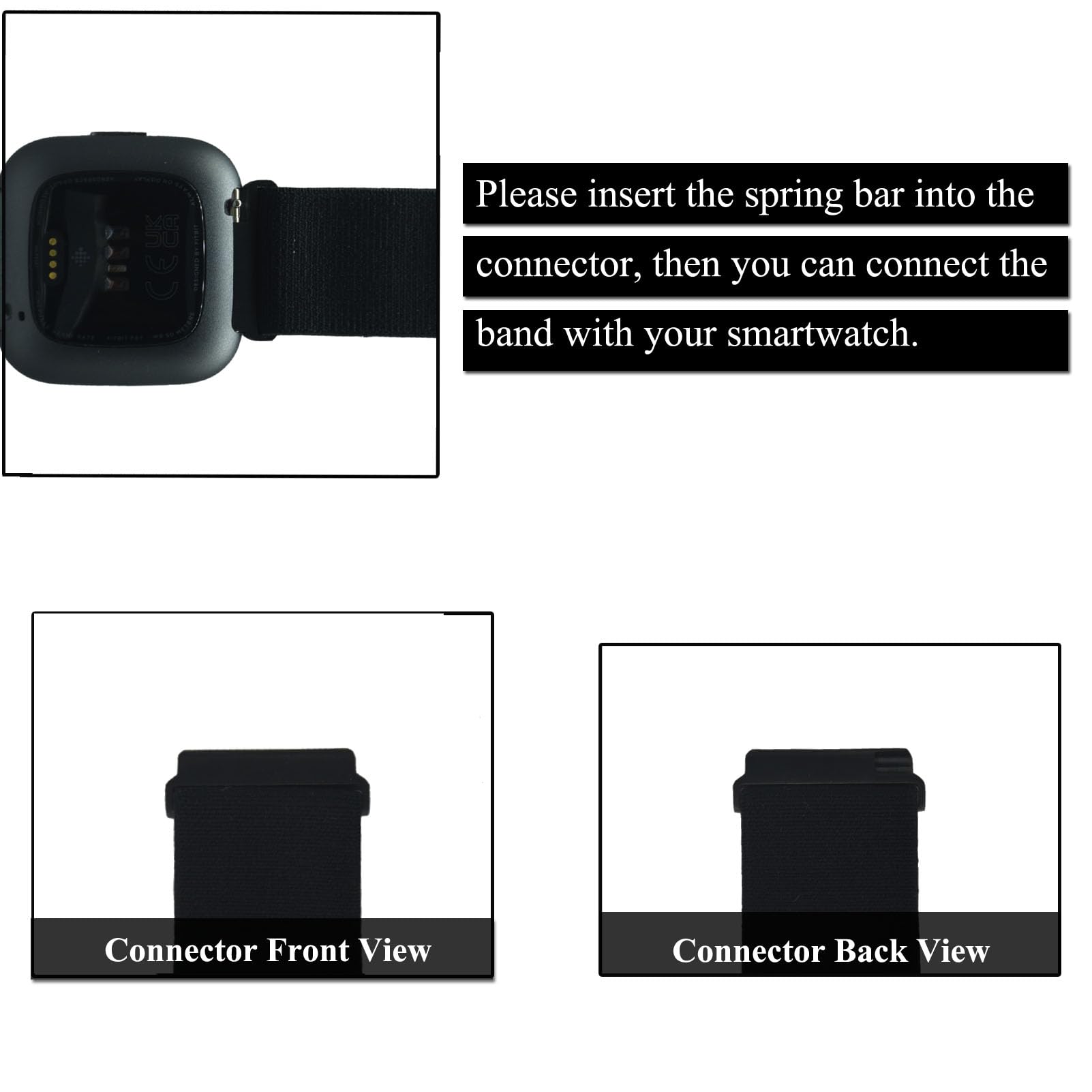 Grestun Adjustable Elastic Armband and Ankle Band for Fitbit Versa 2 Versa Versa Lite Blaze Stretchy Band for Men and Women Black - View 2 of 6