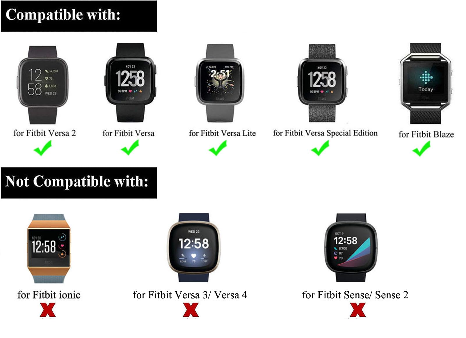 Grestun Adjustable Elastic Armband and Ankle Band for Fitbit Versa 2 Versa Versa Lite Blaze Stretchy Band for Men and Women Black - View 6 of 6