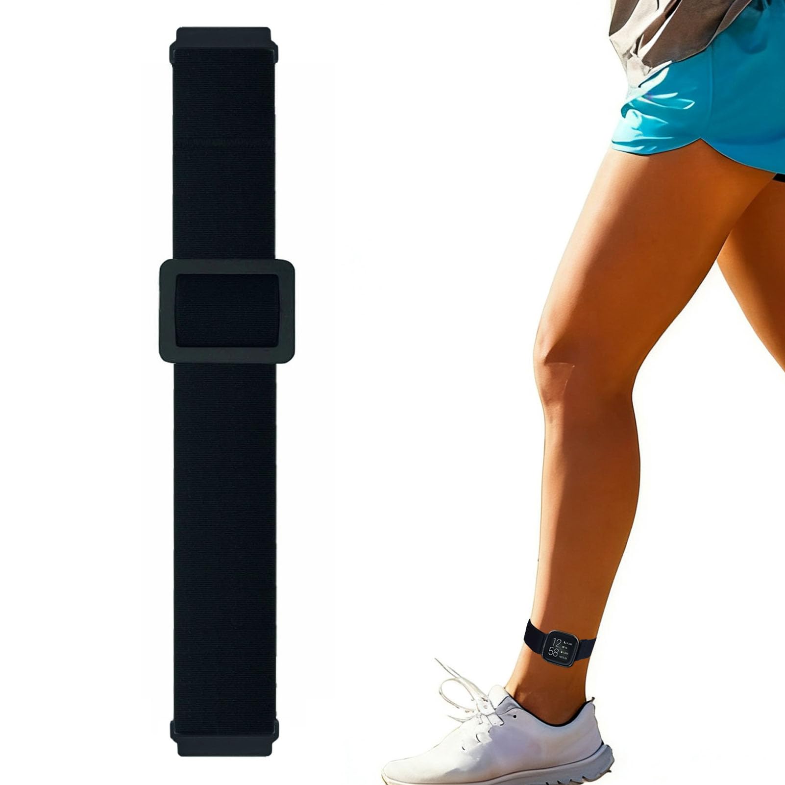 Grestun Adjustable Elastic Armband and Ankle Band for Fitbit Versa 2 Versa Versa Lite Blaze Stretchy Band for Men and Women Black
