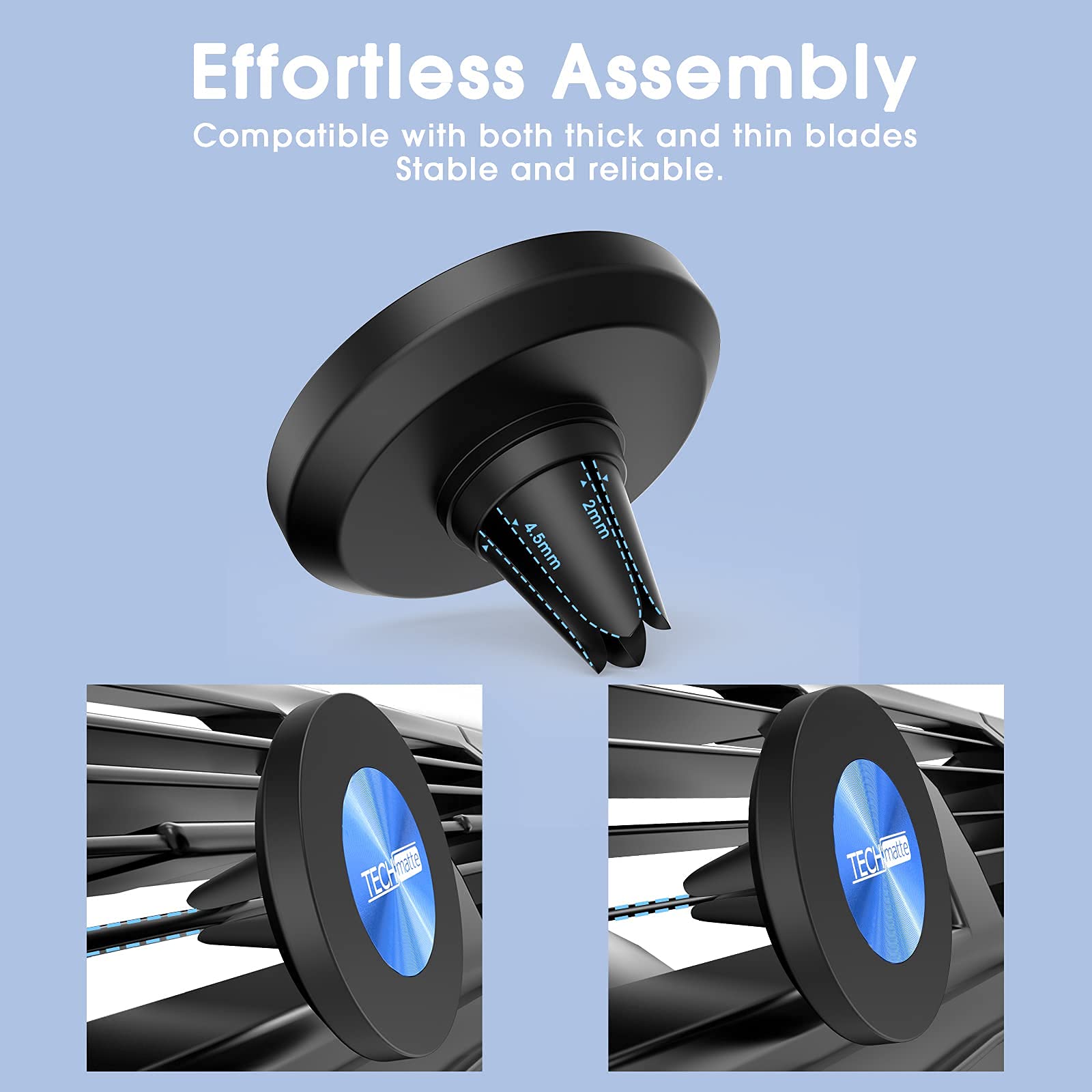 TechMatte Magnetic Vent Car Phone Mount for iPhone 14 13 12 Pro Max Mini Plus with MagSafe Case Blue - View 4 of 6