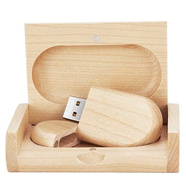 Garrulax GARRULAX Wooden USB Flash Drive 8GB 16GB 32GB USB2.0 Memory Stick for Data Storage and Thumb Drive 64GB Ellipse Maple