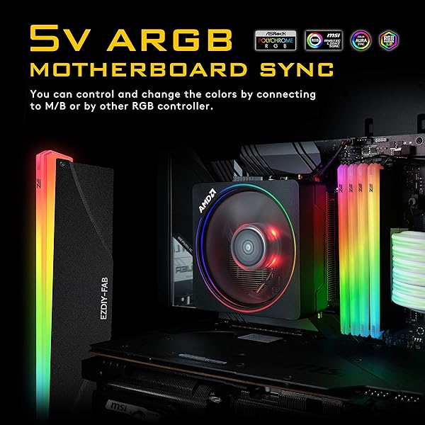 EZDIY-FAB EZDIY-FAB 5V ARGB RAM Cooler DDR Heatsink for DIY PC Game MOD Compatible with Aura Sync RGB Fusion Mystic Light Sync 2 Pack - View 3 of 8