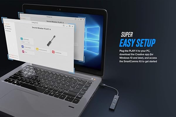 Creative Creative Sound Blaster Play! 4: Hi-Res USB-C DAC & Sound Adapter for Clear Video Calls with Noise Cancellation & Bass Boost - View 7 of 9
