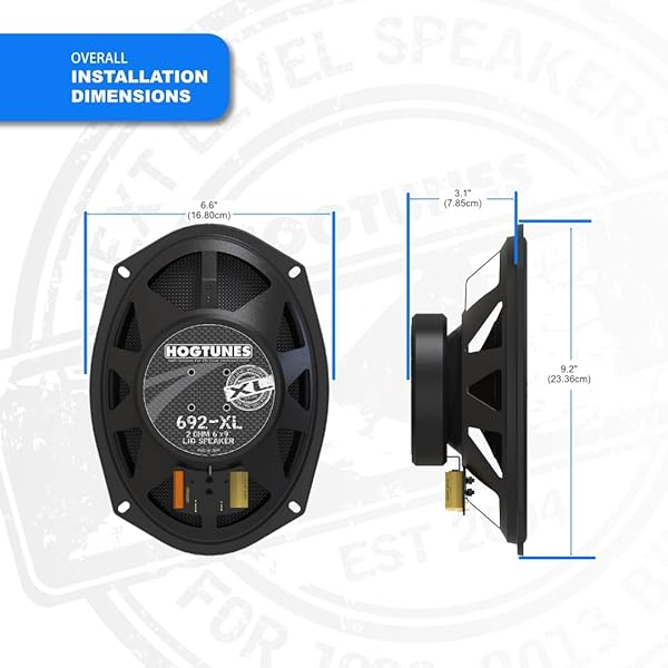 Hogtunes Hogtunes 692-XL High Performance 400 Watt 6x9 Speakers for Harley Davidson Motorcycles 1998 and Current Saddlebag Lids 2 Pack - View 6 of 11