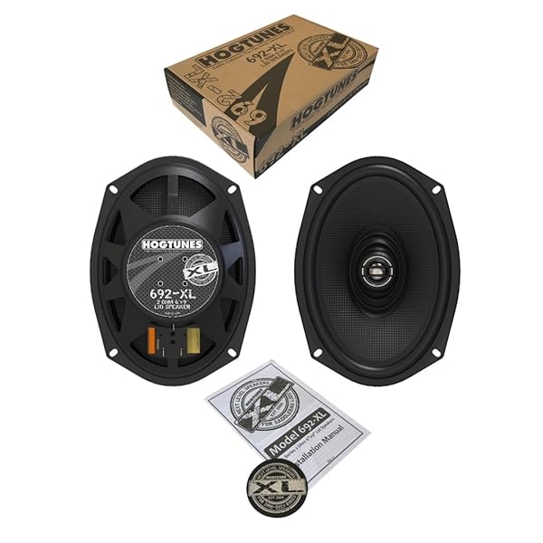 Hogtunes Hogtunes 692-XL High Performance 400 Watt 6x9 Speakers for Harley Davidson Motorcycles 1998 and Current Saddlebag Lids 2 Pack