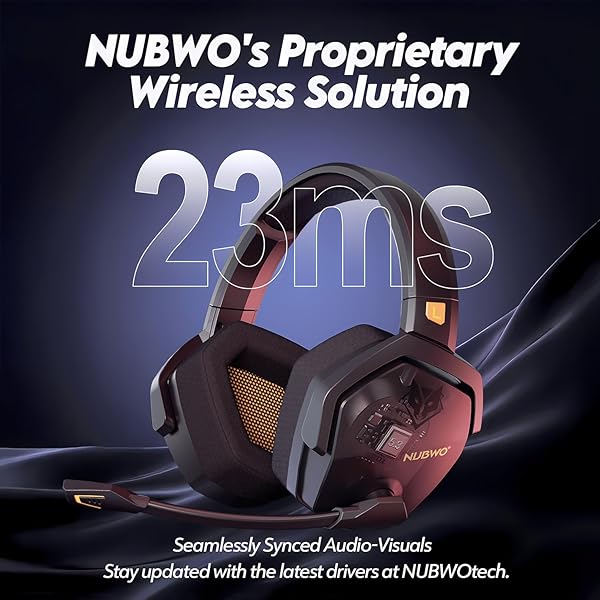 NUBWO NUBWO G06 Dual Wireless Gaming Headset with Microphone for PS5 PS4 PC Low Latency 100 Hour Playtime 50mm Drivers Black Orange - View 4 of 9