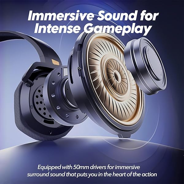 NUBWO NUBWO G06 Dual Wireless Gaming Headset with Microphone for PS5 PS4 PC Low Latency 100 Hour Playtime 50mm Drivers Black Orange - View 6 of 9